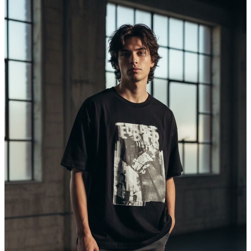 Ted Baker London Men's 7 Black Short-Sleeve Crew-Neck Graphic Casual T-Shirt